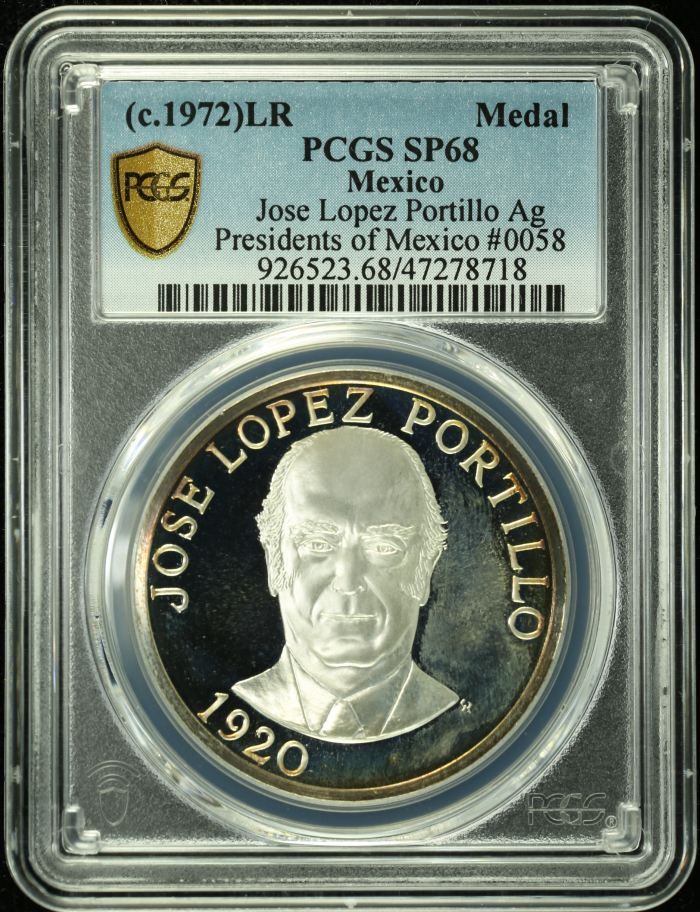 Medals & Tokens Presidents of Mexico #0058 (c.1972) LR PCGS SP68 0135800Medals & Tokens Presidents of Mexico #0058 (c.1972) LR PCGS SP68 0135800
