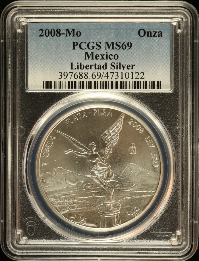 Modern Silver & Minors Onza 2008 Mo PCGS MS69 0135982Modern Silver & Minors Onza 2008 Mo PCGS MS69 0135982