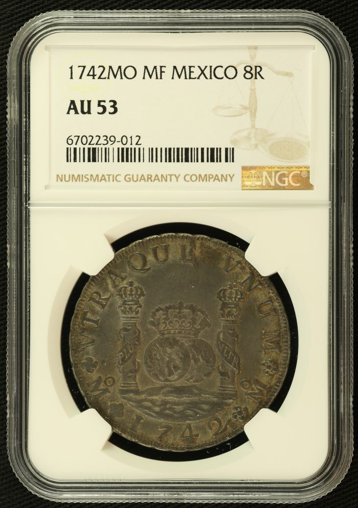 Colonial Silver & Minors 8 Reales 1742 Mo MF NGC AU53 0136031Colonial Silver & Minors 8 Reales 1742 Mo MF NGC AU53 0136031