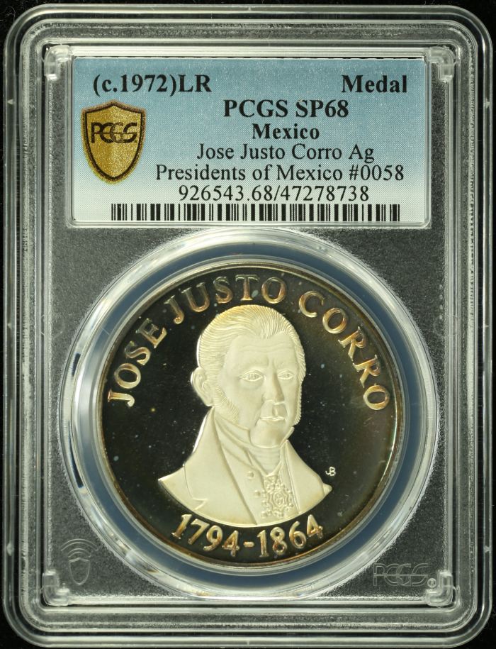 Medals & Tokens Presidents of Mexico #0058 (c.1972) LR PCGS SP68 0135810Medals & Tokens Presidents of Mexico #0058 (c.1972) LR PCGS SP68 0135810
