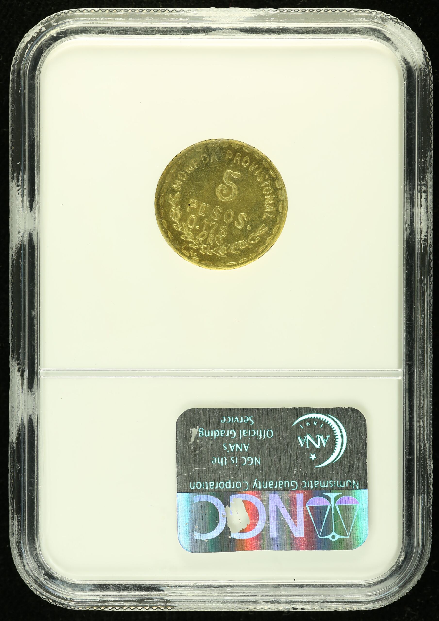 Mexican Coins Oaxaca Revolution Oaxaca 5 Peso 1915 Oaxaca NGC AU58 0136385 Oaxaca 5 Peso 1915 Oaxaca NGC AU58 0136385Oaxaca 5 Peso 1915 Oaxaca NGC AU58 0136385 - Image 2