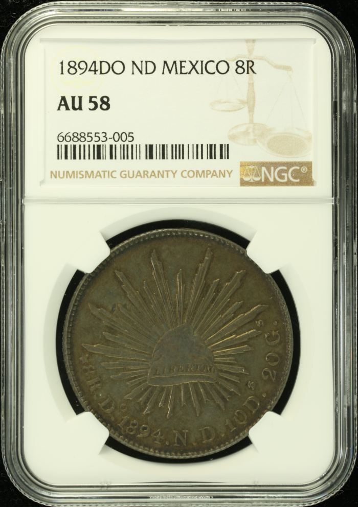 Durango 8 Reales 1894 Do ND NGC AU58 0135776Durango 8 Reales 1894 Do ND NGC AU58 0135776