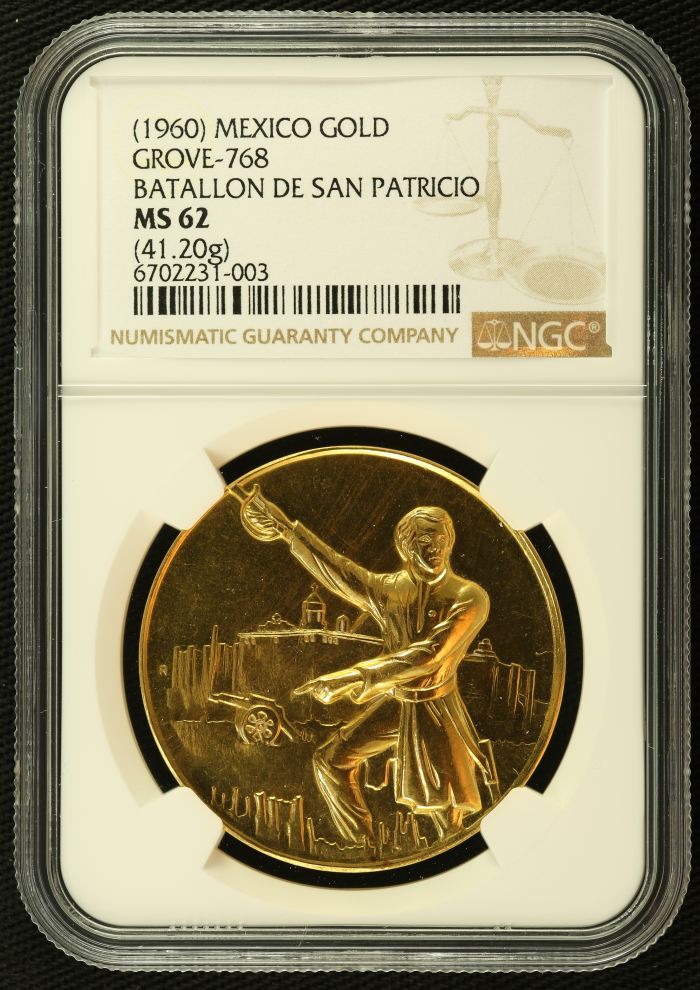 Medals & Tokens Batallon de San Patricio Gold Medal (1960) NGC MS62 Grove-768 0136052Medals & Tokens Batallon de San Patricio Gold Medal (1960) NGC MS62 Grove-768 0136052