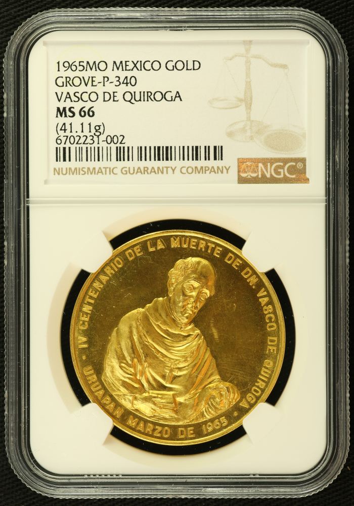 Medals & Tokens Vasco De Quiroga Gold Medal 1965 Mo NGC MS66 Grove-P-340 0136174Medals & Tokens Vasco De Quiroga Gold Medal 1965 Mo NGC MS66 Grove-P-340 0136174