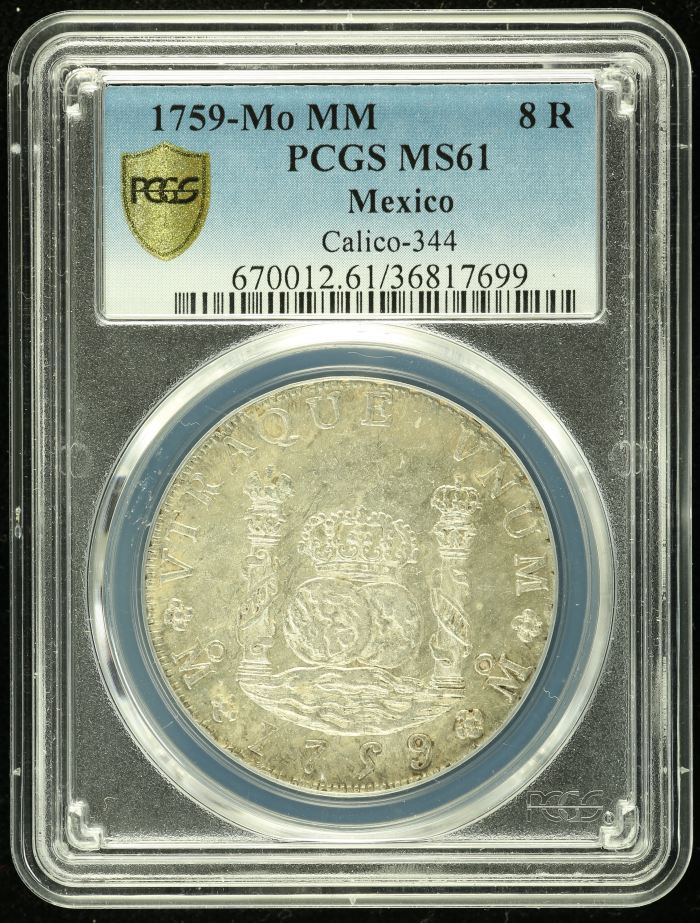 Colonial Silver & Minors 8 Reales 1759 Mo MM PCGS MS61 0136420Colonial Silver & Minors 8 Reales 1759 Mo MM PCGS MS61 0136420