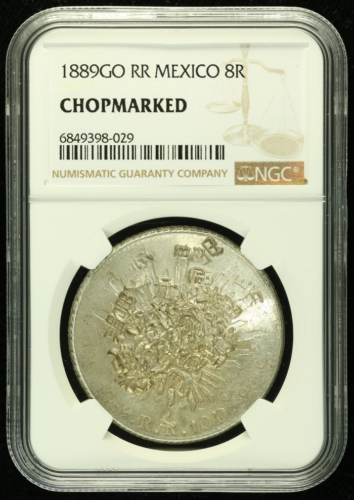 Chopmarked 8 Reales 1889 Go RR NGC CHOPMARKED 0136520Chopmarked 8 Reales 1889 Go RR NGC CHOPMARKED 0136520