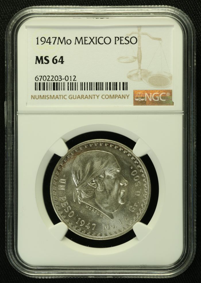 Modern Silver & Minors Peso 1947 Mo NGC MS64 0136757Modern Silver & Minors Peso 1947 Mo NGC MS64 0136757