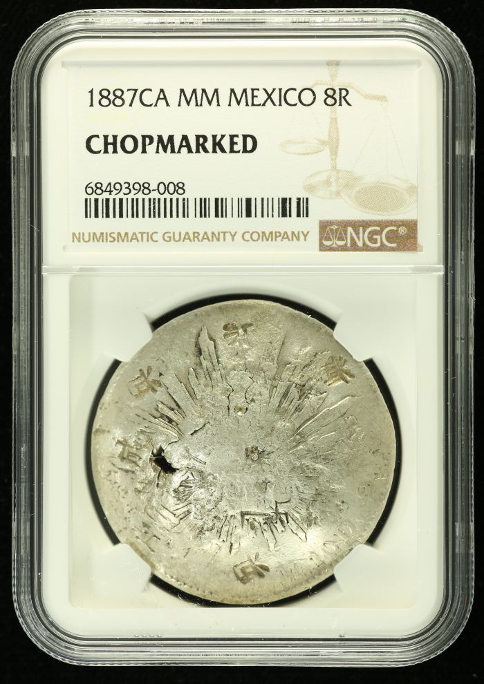 Chopmarked 8 Reales 1887 Ca MM NGC CHOPMARKED 0136539Chopmarked 8 Reales 1887 Ca MM NGC CHOPMARKED 0136539