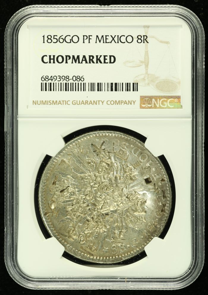 Chopmarked 8 Reales 1856 Go PF NGC CHOPMARKED 0136550Chopmarked 8 Reales 1856 Go PF NGC CHOPMARKED 0136550