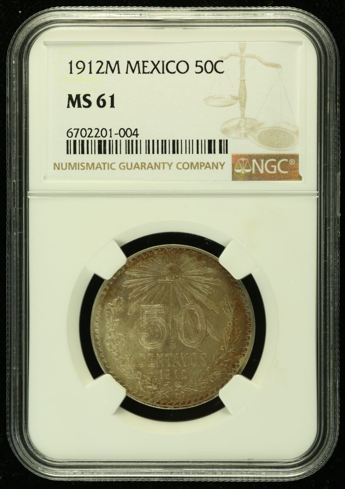 Modern Silver & Minors 50 Centavo 1912 M NGC MS61 0136796Modern Silver & Minors 50 Centavo 1912 M NGC MS61 0136796