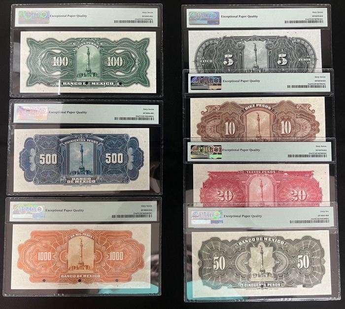 Banco De Mexico 7 Piece Large Size Set M4615s-M4621s PMG f_34621Banco De Mexico 7 Piece Large Size Set M4615s-M4621s PMG f_34621 - Image 2