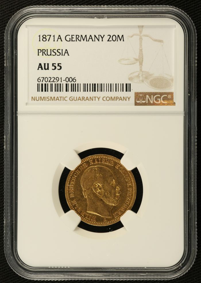 Germany 20 Mark 1871 A NGC AU55 0137170