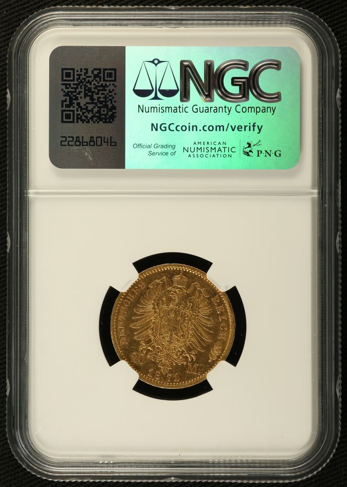 Germany 20 Mark 1871 A NGC AU55 0137170