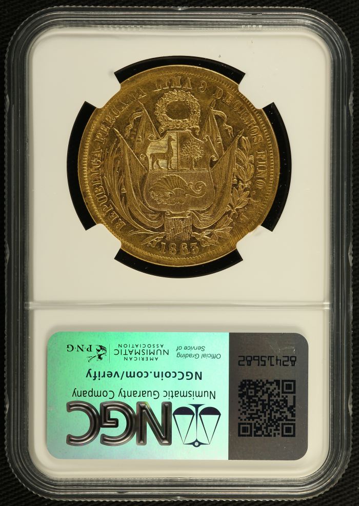 Peru 20 Soles 1863 YB NGC AU55 0137172Peru 20 Soles 1863 YB NGC AU55 0137172 - Image 2