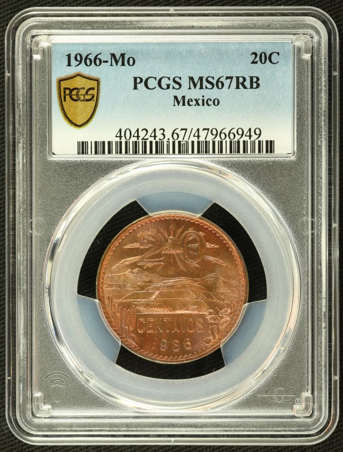 Modern Silver & Minors 20 Centavo 1966 Mo PCGS MS67RB 0137052Modern Silver & Minors 20 Centavo 1966 Mo PCGS MS67RB 0137052