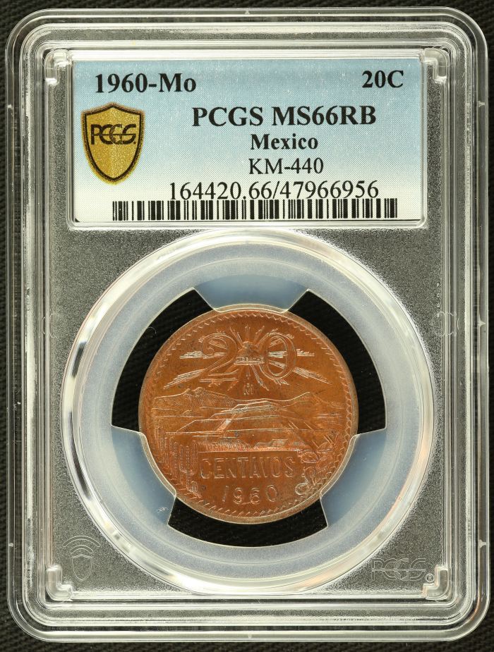 Modern Silver & Minors 20 Centavo 1960 Mo KM-440 PCGS MS66RB 0137056Modern Silver & Minors 20 Centavo 1960 Mo KM-440 PCGS MS66RB 0137056