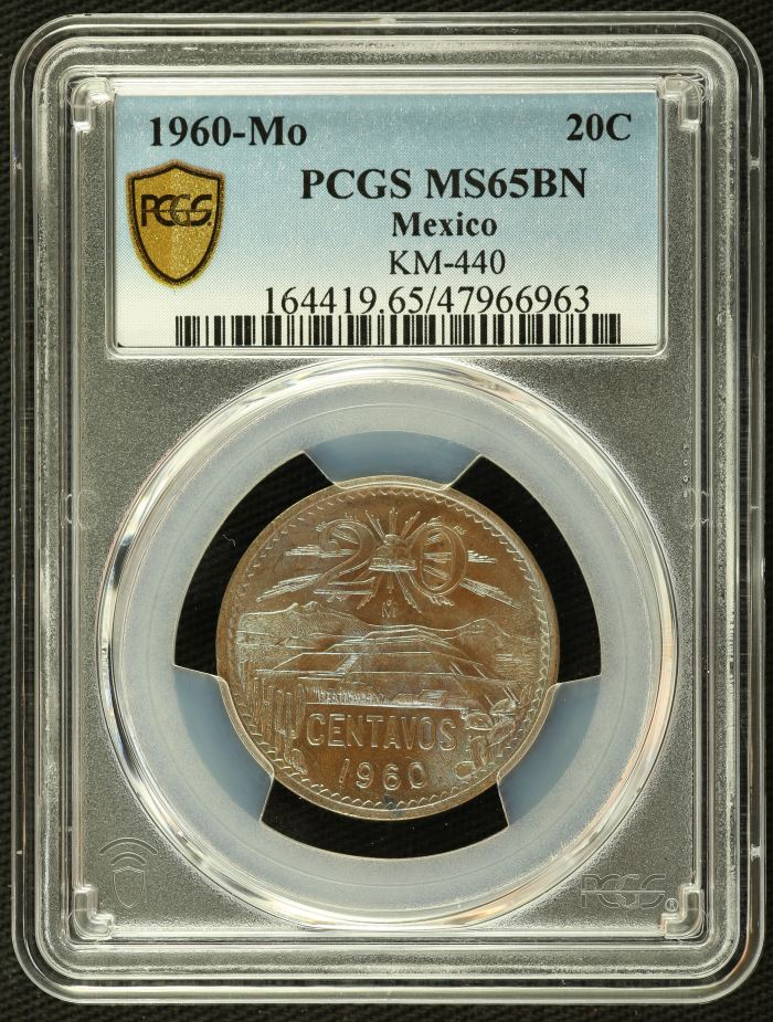 Modern Silver & Minors 20 Centavo 1960 Mo KM-440 PCGS MS65RB 0137066Modern Silver & Minors 20 Centavo 1960 Mo KM-440 PCGS MS65RB 0137066