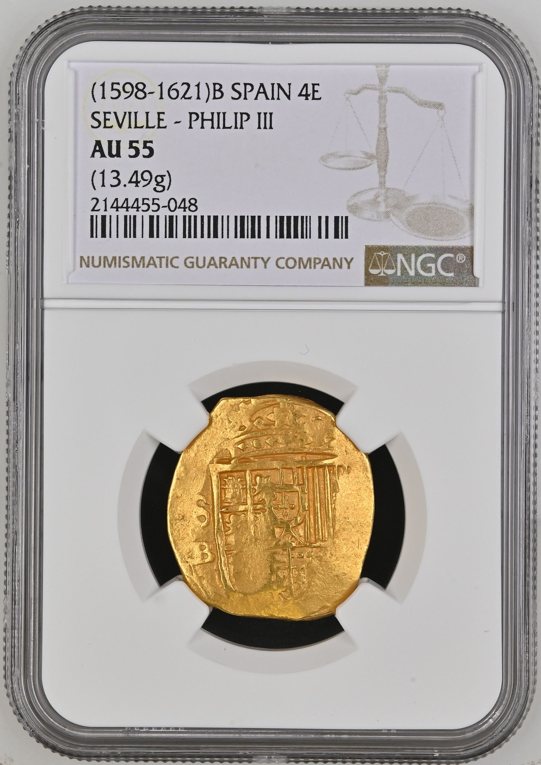 Spain 4 Escudos (1598-1621) B NGC AU55 0137540