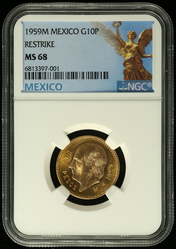 Modern Gold 10 Peso 1959 M NGC MS68 f_34623