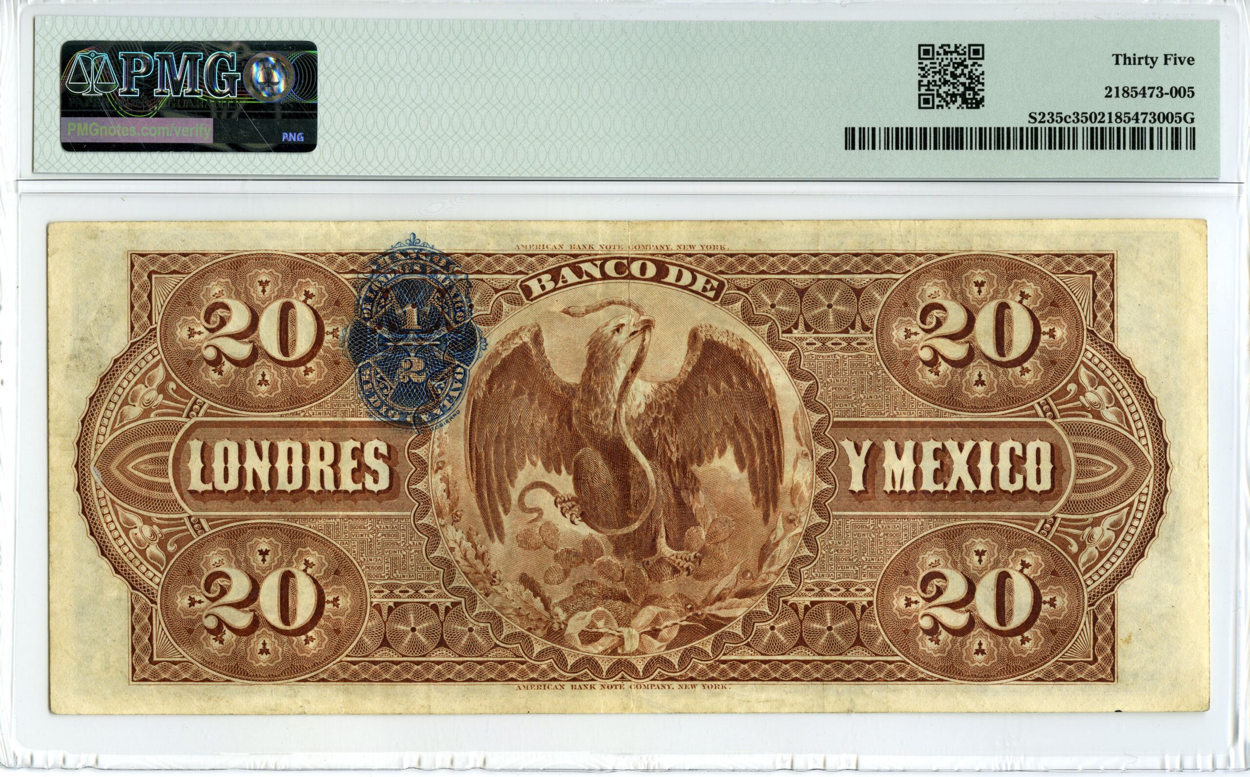 Bancos Currency Mexican Currency Bancos 20 Pesos 1897-1902 Distrito Federal PMG Ch VF35 M273c f_34635 Bancos 20 Pesos 1897-1902 Distrito Federal PMG Ch VF35 M273c f_34635Bancos 20 Pesos 1897-1902 Distrito Federal PMG Ch VF35 M273c f_34635 - Image 2