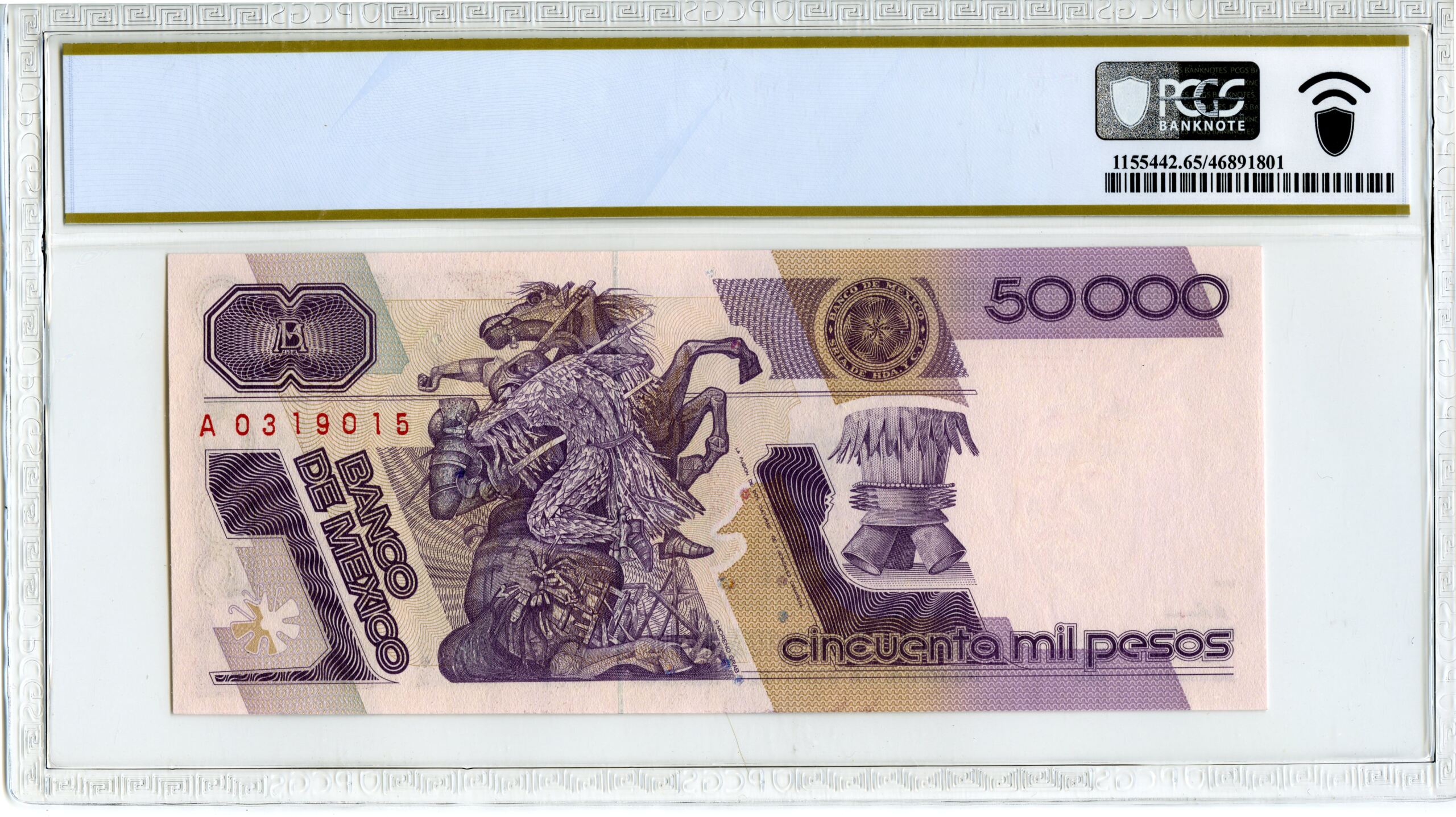 Banco De Mexico Currency Mexican Currency Banco De Mexico 50,000 Pesos 1990 Pick#93b PCGS Gem Unc 65 PPQ f_34669 Banco De Mexico 50,000 Pesos 1990 Pick#93b PCGS Gem Unc 65 PPQ f_34669Banco De Mexico 50,000 Pesos 1990 Pick#93b PCGS Gem Unc 65 PPQ f_34669 - Image 2