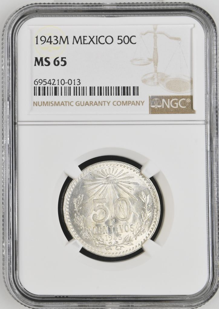 Modern Silver & Minors 50 Centavo 1943 M NGC MS65 0138067