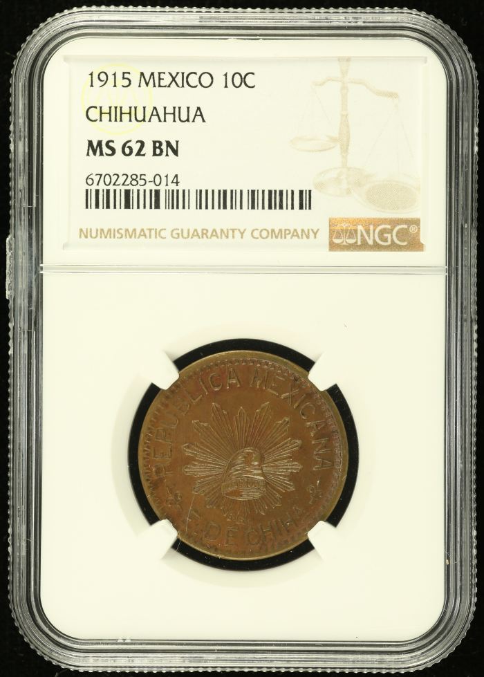 Chihuahua 10 Centavo 1915 Chihuahua NGC MS62BN 0137941