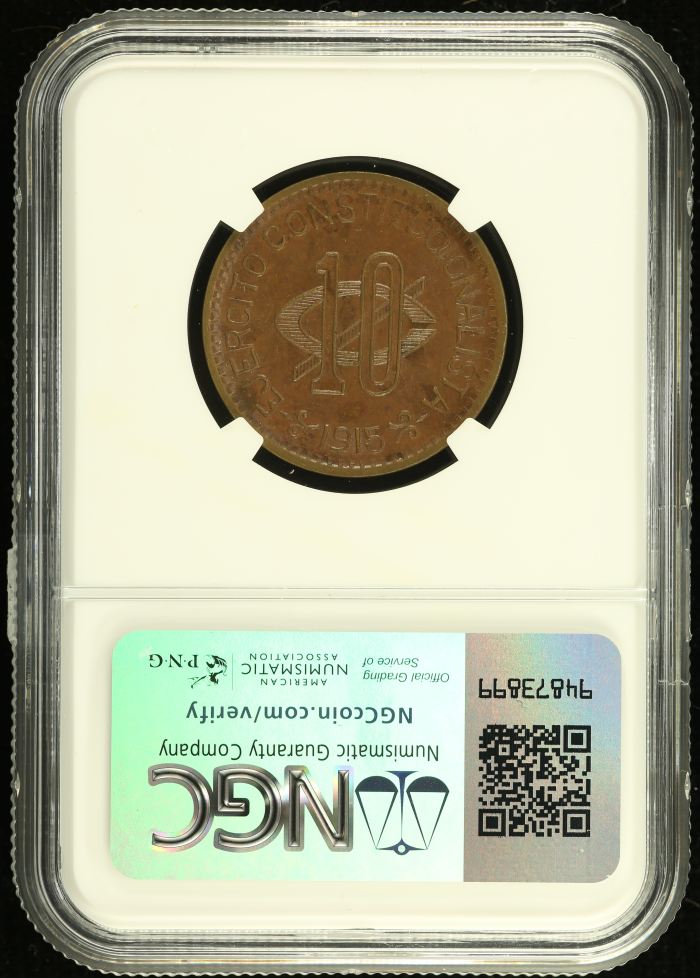 Chihuahua 10 Centavo 1915 Chihuahua NGC MS62BN 0137941