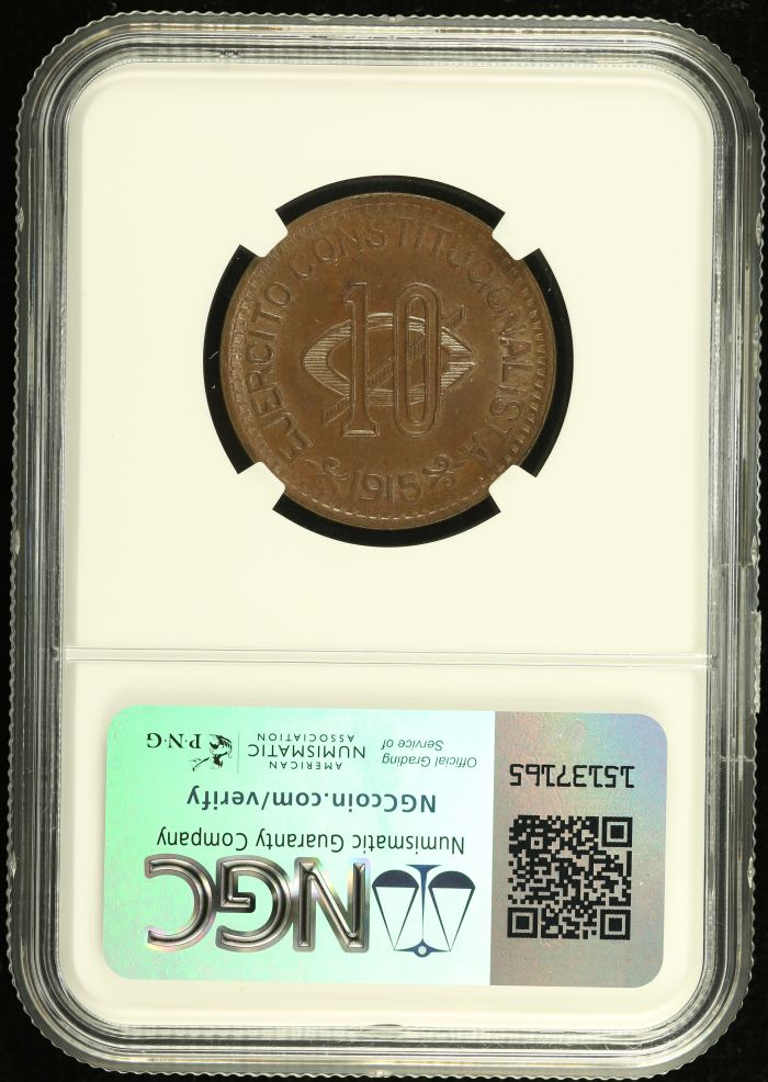 Chihuahua 10 Centavo 1915 Chihuahua NGC MS64BN 0137935