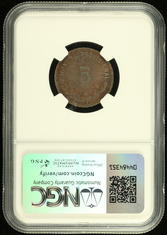 Oaxaca 5 Centavo 1915 Oaxaca NGC AU55BN 0137933Oaxaca 5 Centavo 1915 Oaxaca NGC AU55BN 0137933 - Image 2