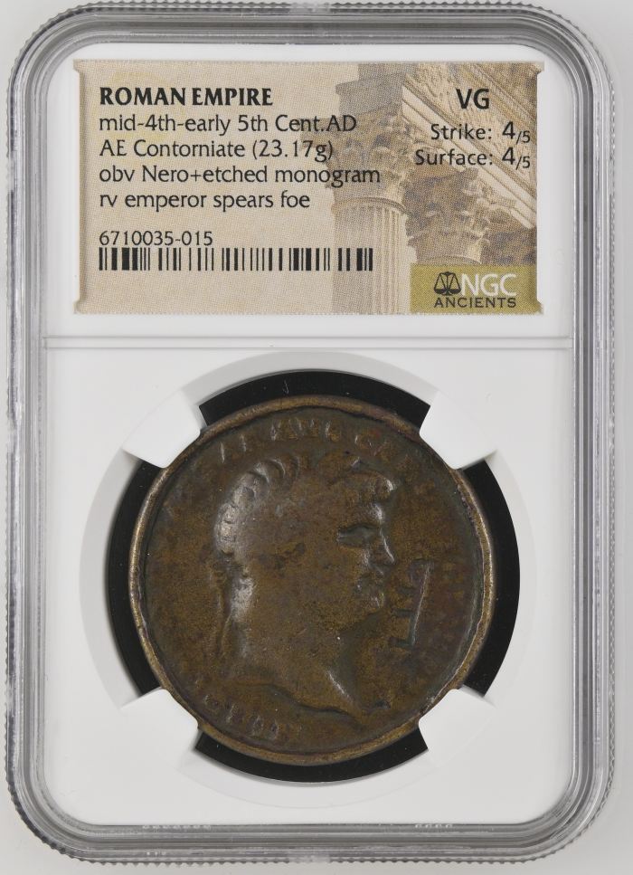 Roman Imperial mid-4th-early 5th Century AD AE Contomiate NGC VG 0139665Roman Imperial mid-4th-early 5th Century AD AE Contomiate NGC VG 0139665