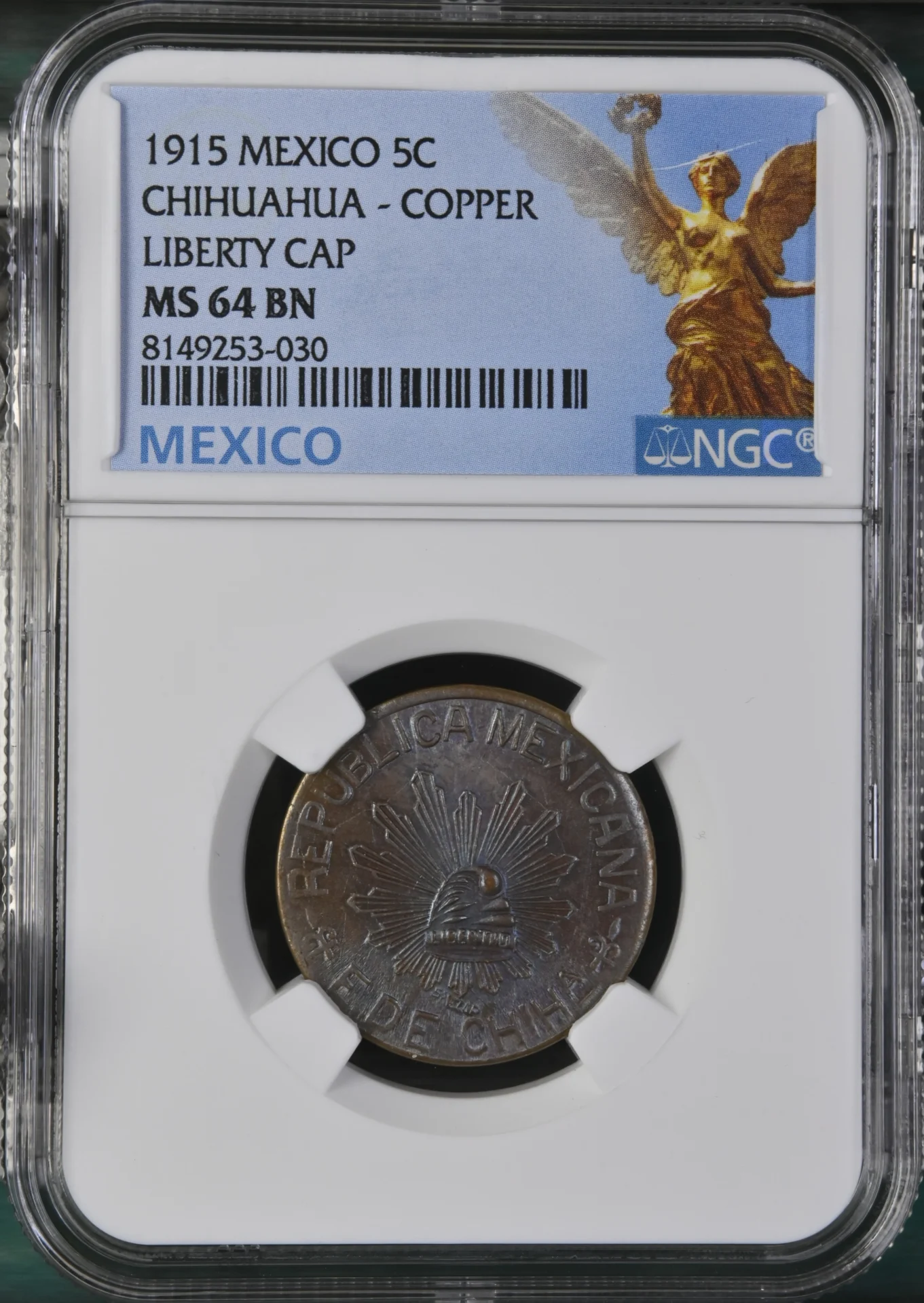 Chihuahua Mexican Coins Revolution Chihuahua 5 Centavo 1915 Chihuahua NGC MS64BN 0139960 Chihuahua 5 Centavo 1915 Chihuahua NGC MS64BN 0139960