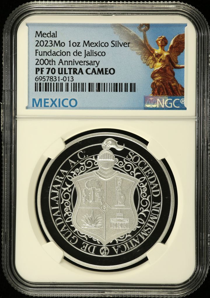 Medals & Tokens 1oz Silver Fundacion de Jalisco 200th Anniversary Medal 2023 Mo NGC PF70 Ultra Cameo 0139592