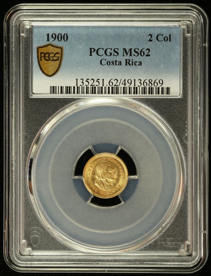 Costa Rica 2 Colones 1900 PCGS MS62 0140314Costa Rica 2 Colones 1900 PCGS MS62 0140314