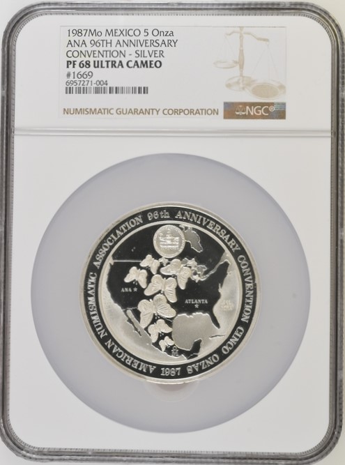 Modern Silver & Minors 5 Onza 1987 Mo #1669 NGC PF68 Ultra Cameo 0140767