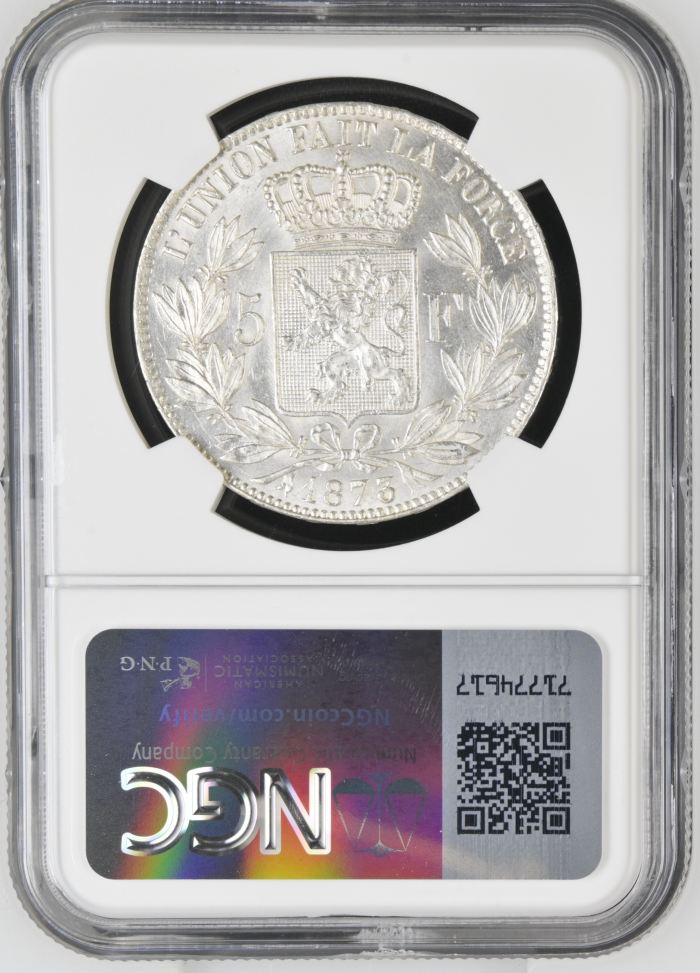 Belgium 5 Franc 1873 NGC MS62 0141148Belgium 5 Franc 1873 NGC MS62 0141148 - Image 2