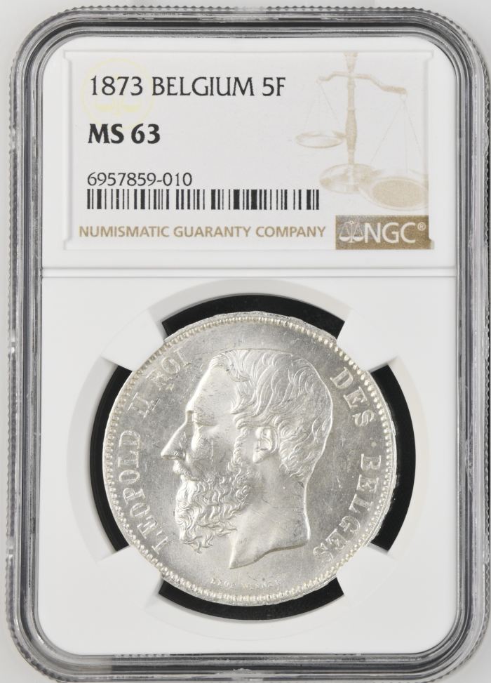 Belgium 5 Franc 1873 NGC MS63 0141155Belgium 5 Franc 1873 NGC MS63 0141155