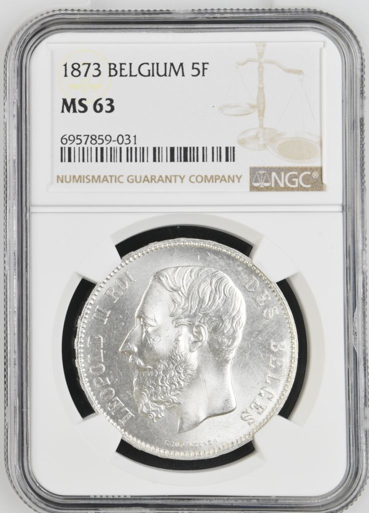 Belgium 5 Franc 1873 NGC MS63 0141160