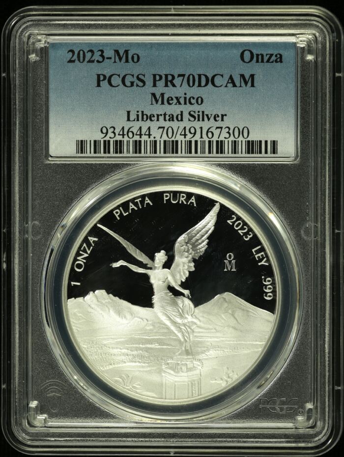 Modern Silver & Minors Onza 2023 Mo PCGS PR70DCAM 0141320Modern Silver & Minors Onza 2023 Mo PCGS PR70DCAM 0141320