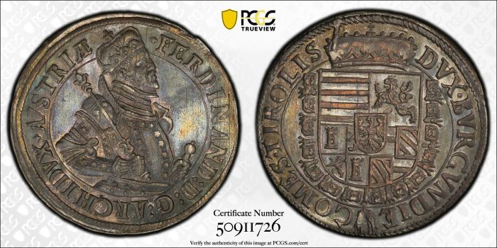 Austria Thaler (1564-95) Hall PCGS MS62 DAV-8095 0141683