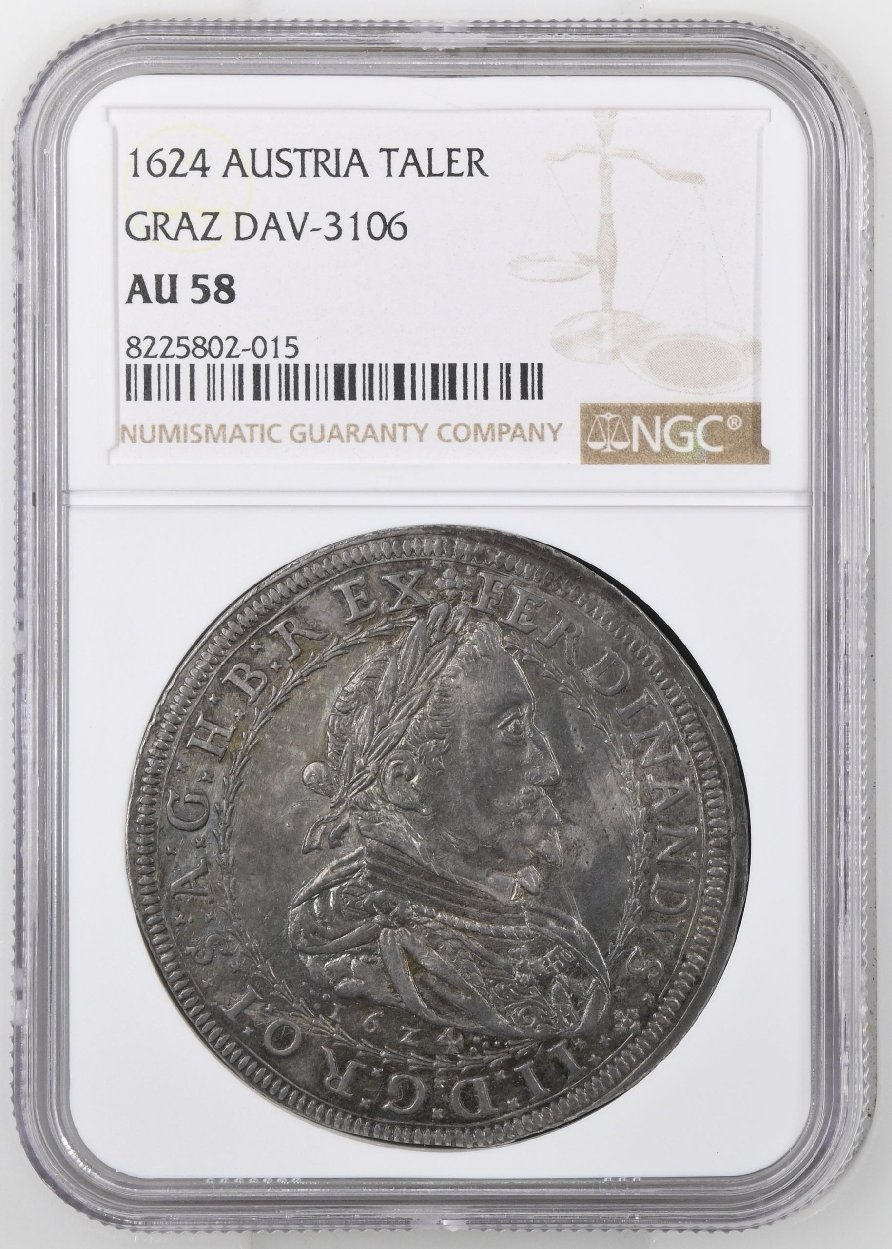 Austria Taler 1624 Graz NGC AU58 DAV-3106 0141684