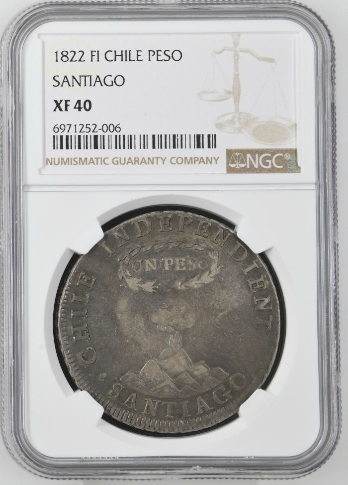 Chile Peso 1822 So FI NGC XF40 0141799Chile Peso 1822 So FI NGC XF40 0141799