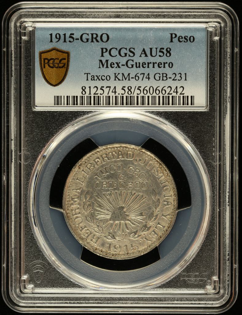 Guerrero Peso 1915 GRO PCGS AU58 KM-674 0141814