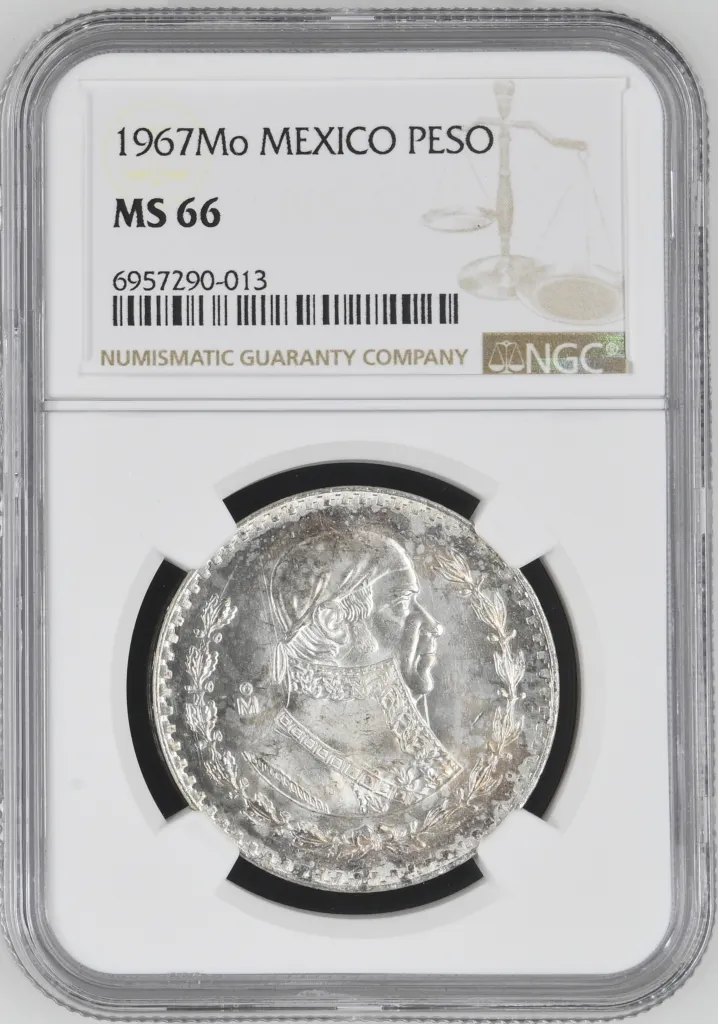 Modern Silver & Minors Peso 1967 Mo NGC MS66 0142074