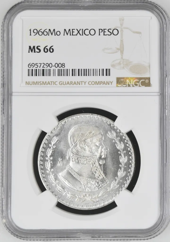 Modern Silver & Minors Peso 1966 Mo NGC MS66 0142075