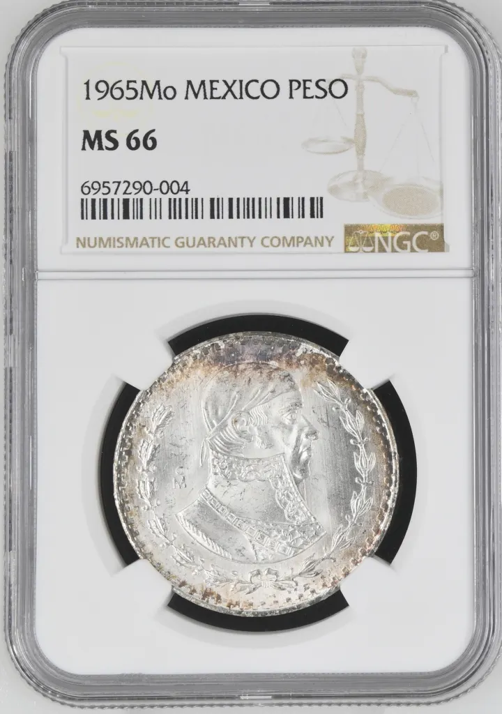 Modern Silver & Minors Peso 1965 Mo NGC MS66 0142077