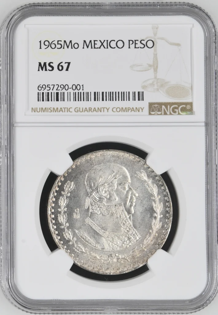 Modern Silver & Minors Peso 1965 Mo NGC MS67 0142080