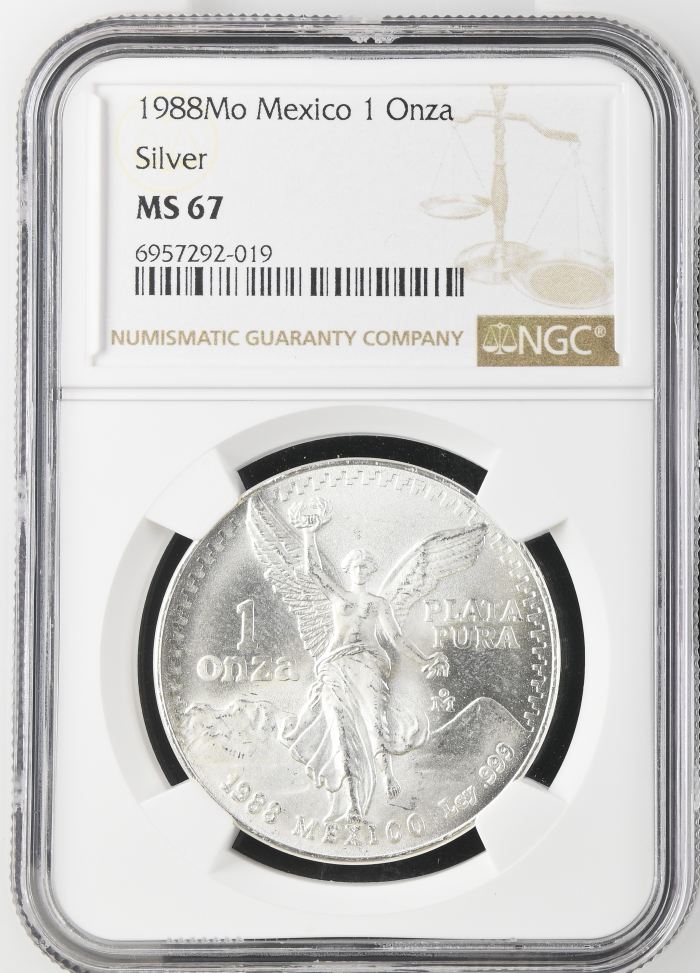 Modern Silver & Minors Onza 1988 Mo NGC MS67 0142221Modern Silver & Minors Onza 1988 Mo NGC MS67 0142221