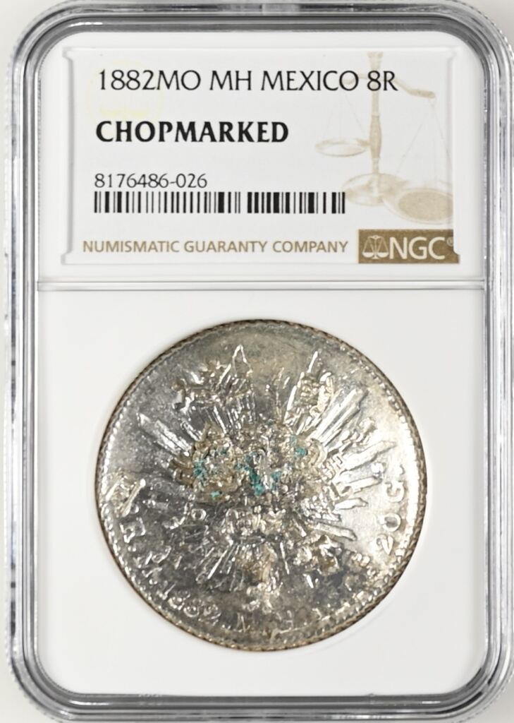 Chopmarked 8 Reales 1882 Mo MH NGC CHOPMARKED 0142258Property of World Numismatics