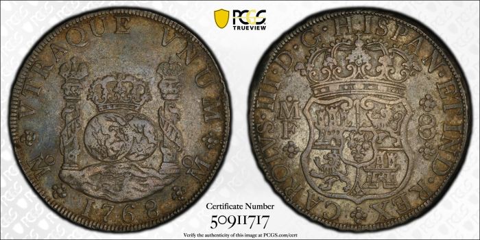 Colonial Silver & Minors 8 Reales 1768 Mo MF PCGS XF40 0142515